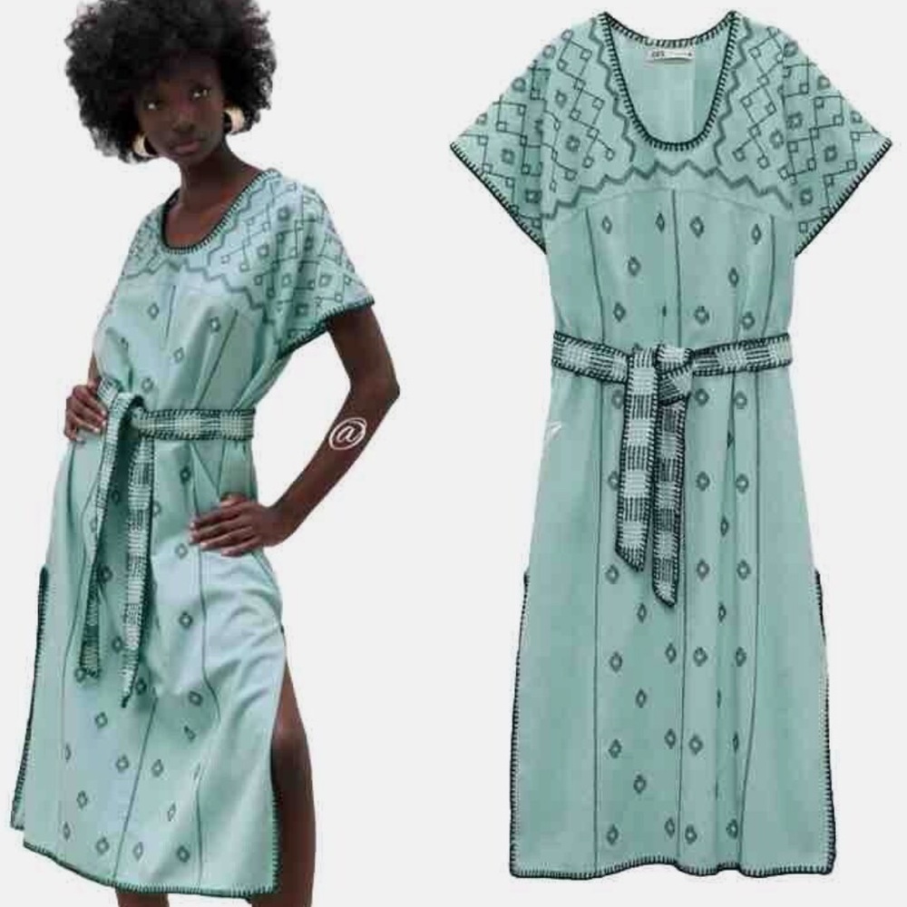 Zara Embroidered Midi Dress